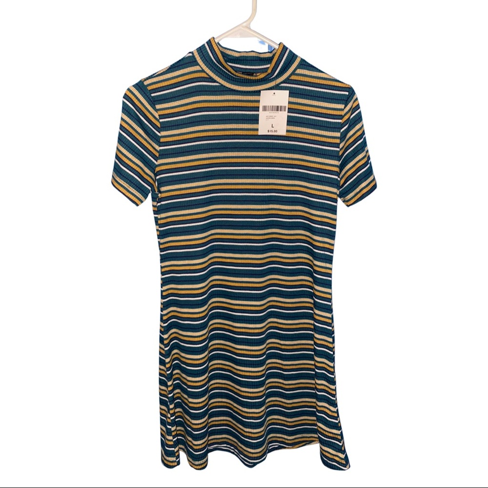 NWT green/yellow/white/black striped dress from Forever 21 size L